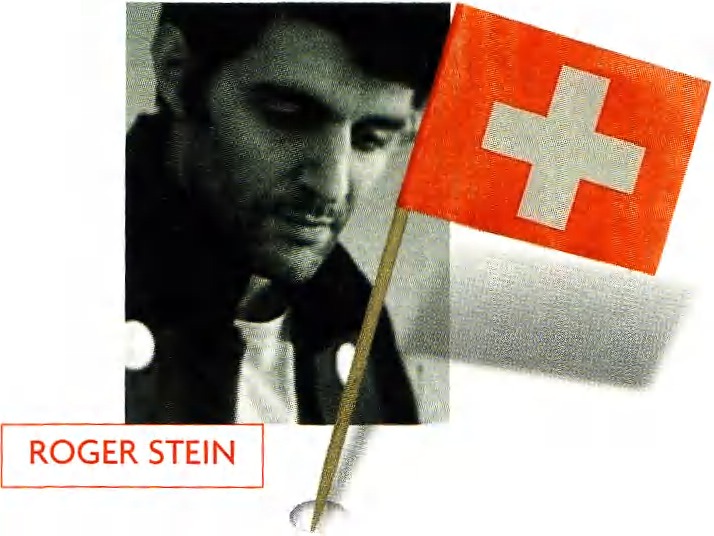 Roger Stein mit Schweizerfähnchen – Illustration aus Das Magazin, 2007