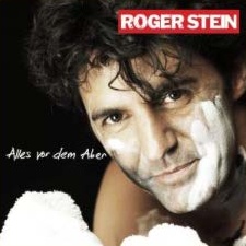 CD-Cover „Alles vor dem Aber“: Roger Stein mit Rasierschaum im Gesicht, oben der rote Schriftzug ROGER STEIN